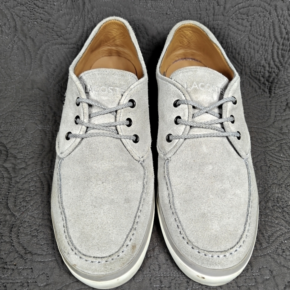 Lacoste Sevrin 7 Suede Leather Casual Boat Shoes Gray Blue Men's Size 11 - Picture 2 of 10